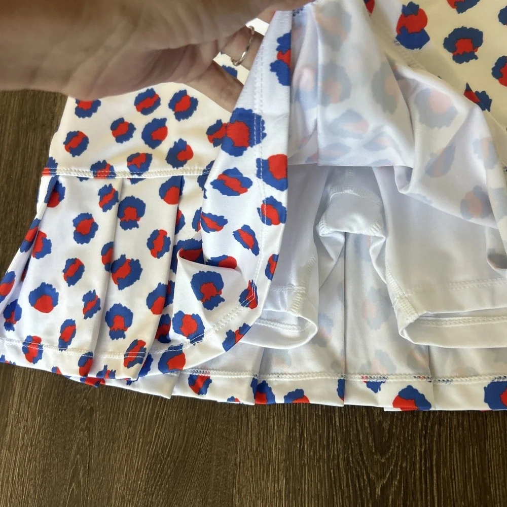 40 Lime Women's M Leopard Tennis Skort Pickelball Preppy $74 NEW TAGS Pleated - Picture 4 of 8